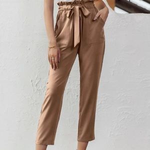 Belted Paper Bag High Waisted Pants